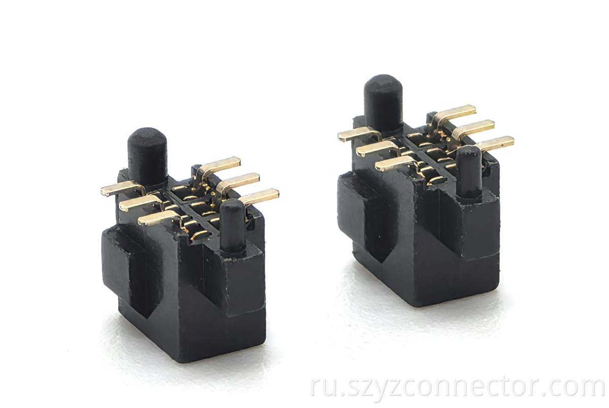 1.27mm Pitch Female Header Connector Dual Row SMT With External Posts of Different Sizes U-Type H4.3mm 2*3P